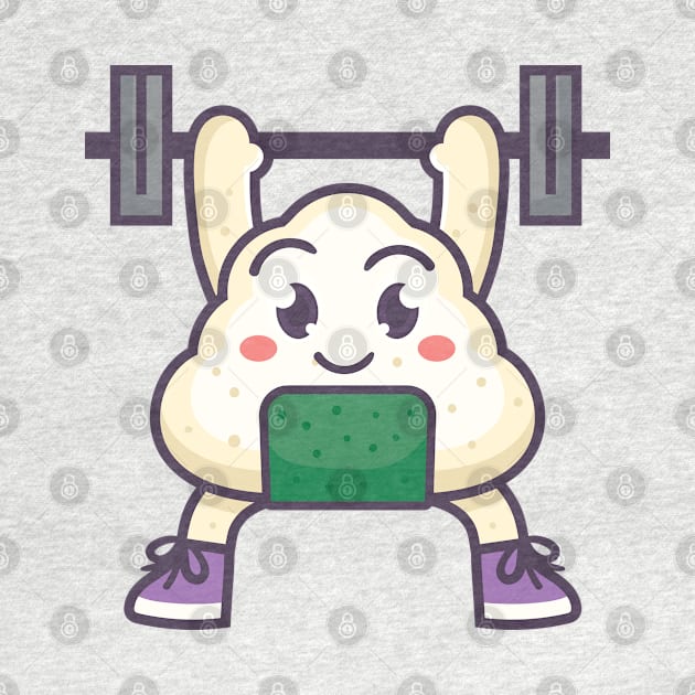 Kawaii onigiri cute Japanese food gym weightlifting by alcoshirts